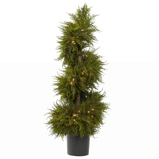 3.5ft. Pre-Lit Potted Cedar Spiral Topiary